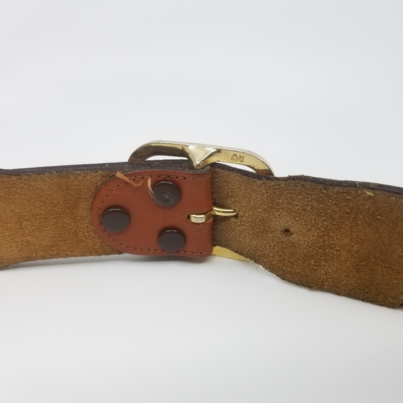 Vintage Brown Calf Grain Cowhide Leather Belt - Picture 6 of 7